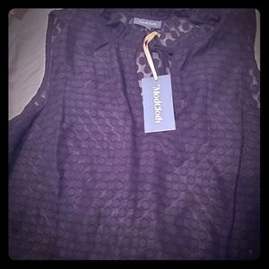 Modcloth Sheer Polka Dot Blouse | Black, XL
